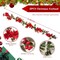2pcs Christmas Garland with 20 LED Lights-6.5Ft Garland Christmas Decorations Indoor Multiple Mode Poinsettia Holly Per-Lit Christmas Garlands Battery Operated Garland for Mantel Stair Fireplace